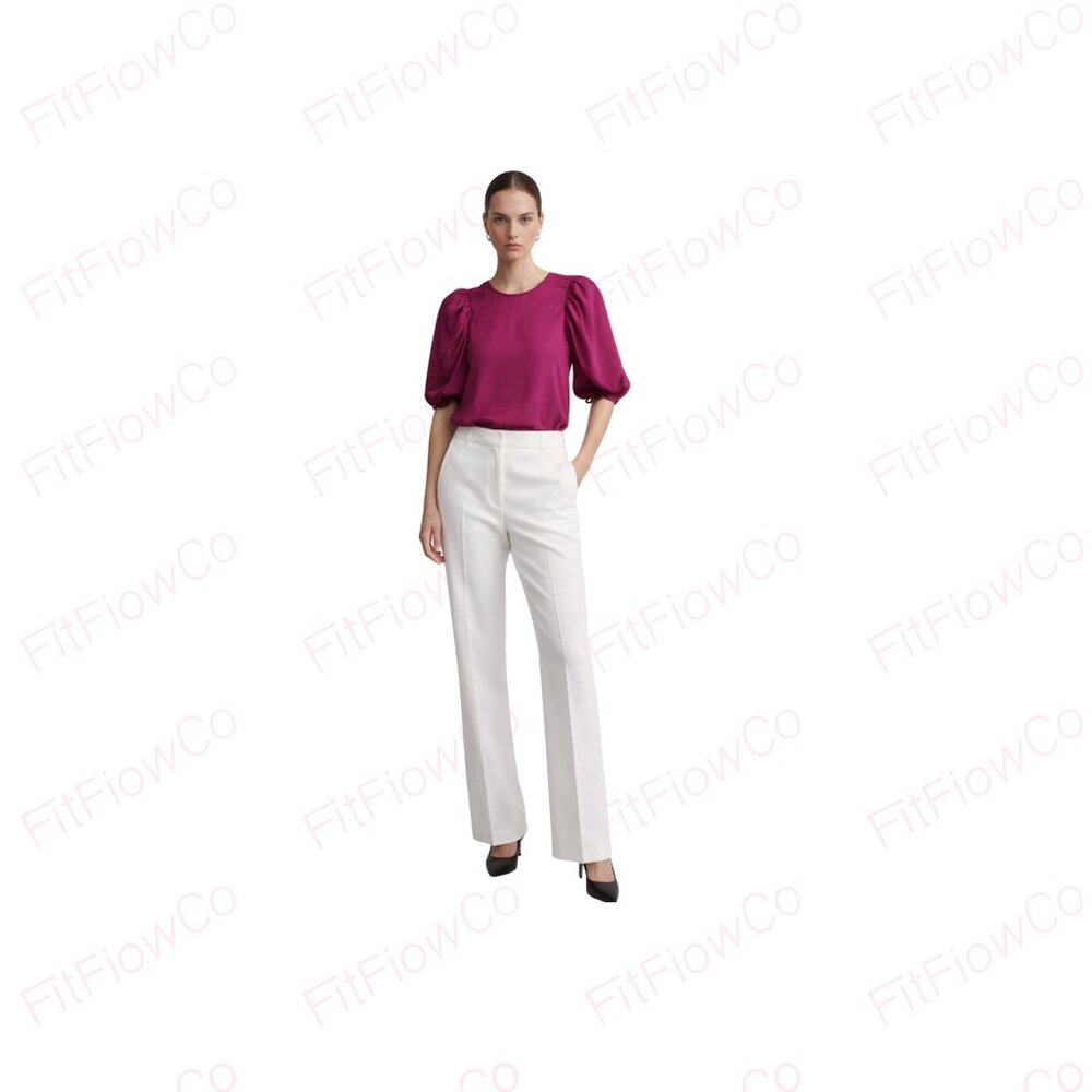 Express Magenta Satin Puff Sleeve Open Back Tie Top XS